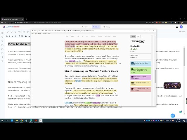 How To Improve AI-generated Content Readability with Hemingwayapp.com
