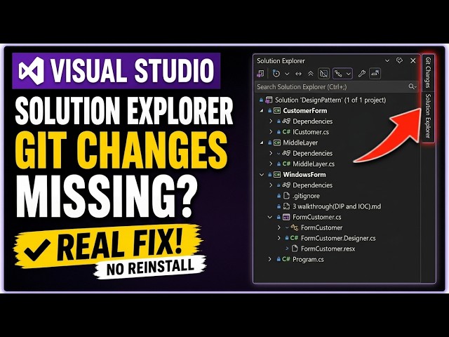 Solution Explorer, Git Changes & Error List Missing in Visual Studio — Real Fix (No Reinstall)
