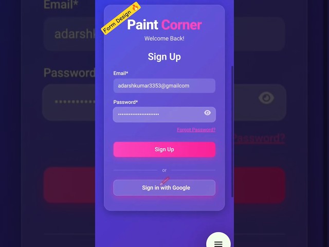 Paint Corner App Signup Form Exposed! 😱 New Purple Theme 2026#shorts#coding #codelife#programming