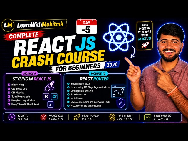 LIVE React JS Day -5🔴 | React Router & Styling Like a Pro  🔥| MERN stack Series Day-23