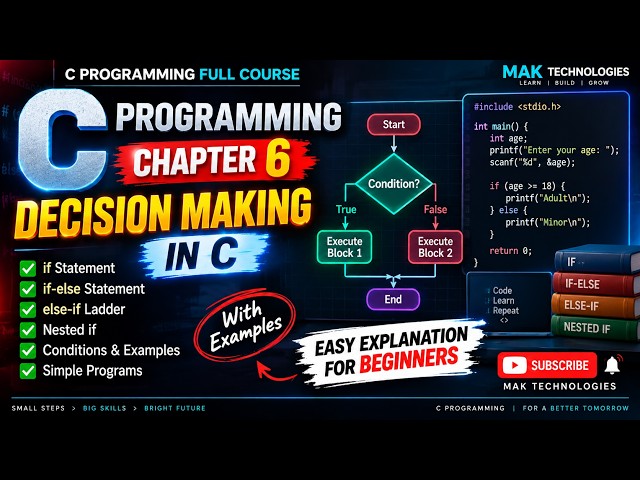 🔥 C Programming Chapter 6: Decision Making in C | if, if-else & Nested if Explained