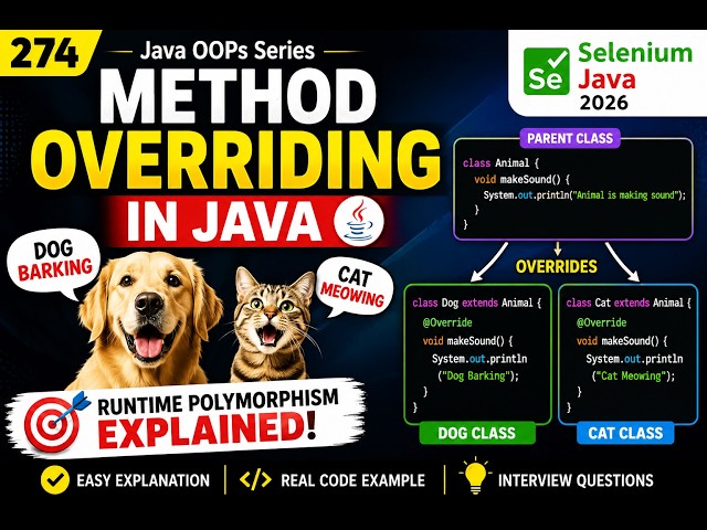 274. Purpose of Method Overriding in Java (Selenium Java 2026)
