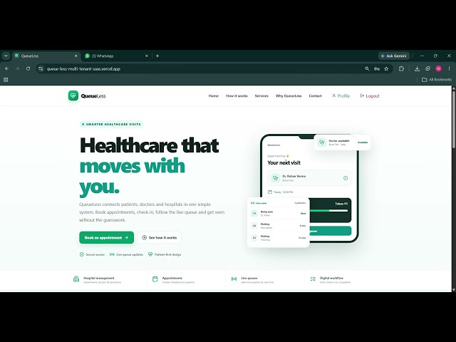QueueLess | Smart Hospital Queue & Appointment Management