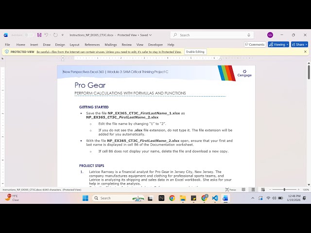 New Perspectives Excel 365 | Module 3: SAM Critical Thinking Project C Pro Gear