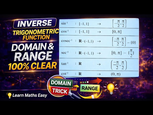 Don’t Miss This Trick 😳 Domain & Range of Inverse Trigonometric functions in 1 Short | vk sir#maths 