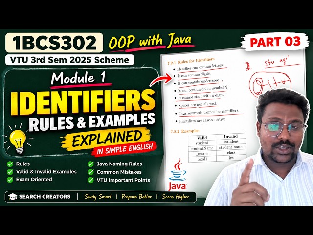 1BCS302 OOP with Java Module 1 🔥 Part 03 | Easy Explanation | VTU 3rd Sem 2025 Scheme