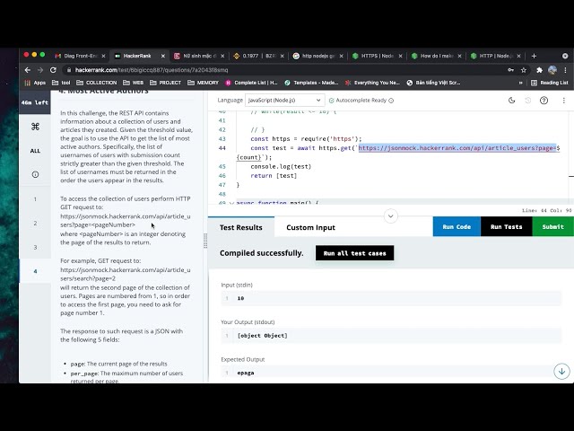 Solving API challenge with nodejs in hacker rank.