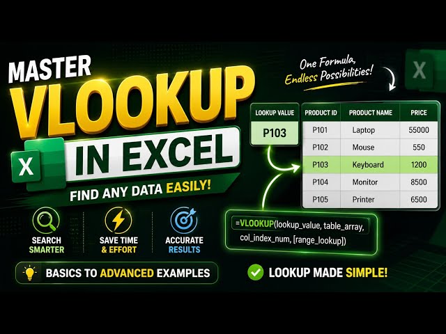 VLOOKUP in Excel Full Tutorial in Hindi 🔥 | Complete Beginner to Advanced | Real Office