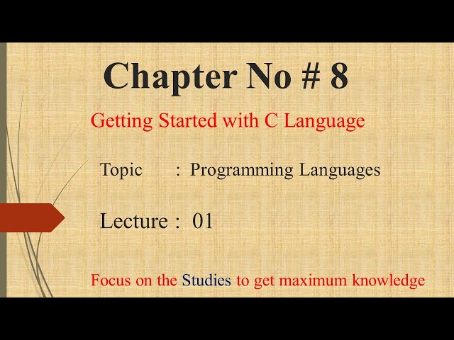 CH 8 (Lecture 1) - ICS Part 2 - Programming Languages - by M. Hassan Hashmi ||#csclassroom||