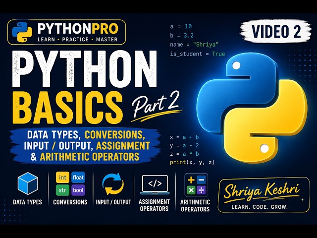 Python Programming Basics | Lecture-2  | Data Types, Input/Output, Assignment & Arithmetic Operators