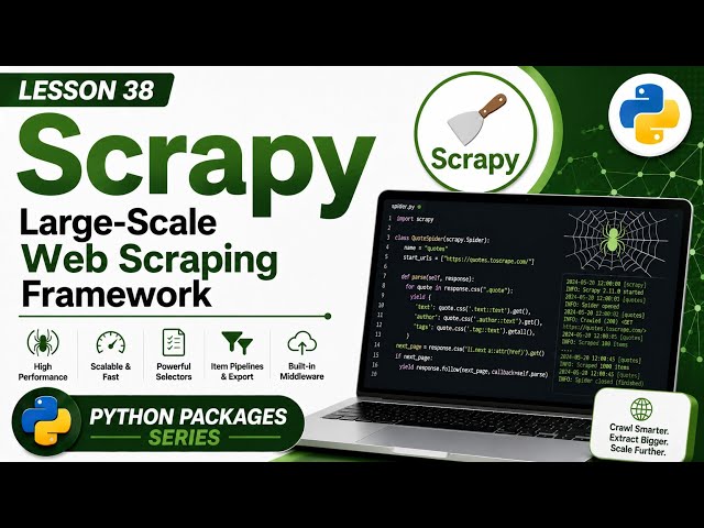 Lesson 38 - Scrapy: Large-Scale Web Scraping Framework | Python Packages Series | Uplatz
