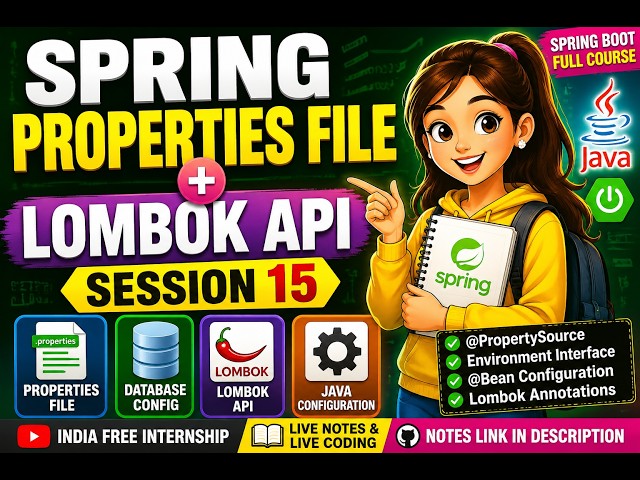 15. Spring Java Configuration with Properties File & Lombok API Spring Framework Tutorial in Hindi