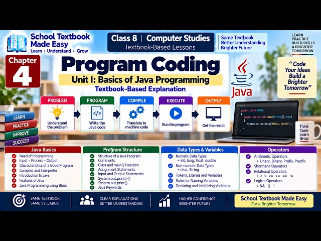 Class 8 Computer Studies | Program Coding – Unit I: Basics of Java Programming | Chapter 4