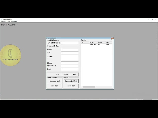 Vb6.0 | CMP 'Complete Suspend Staff form (recall)' | CodeLearning