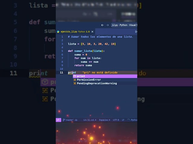 Sumar elementos de una lista en Python ☕🧑🏻‍💻🔥 #programación #python #algoritmo