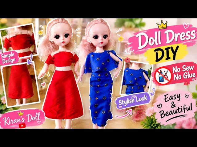 No Sew No Glue Doll Dress DIY | Easy & Beautiful Doll Outfit ✨👗