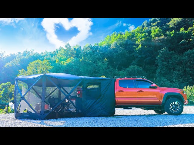 😍 MEN'S COUPLE CAMPING! 🚚 SO LOVELY RED TRUCK / Toyota Tacoma / Cozy & Relexing ASMR