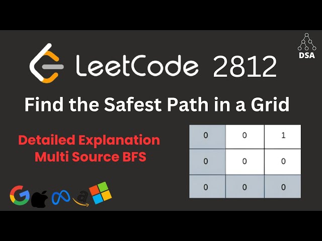 Find the Safest Path in a Grid 🔥 Leetcode 2812 | Multi-Source BFS + Binary Search