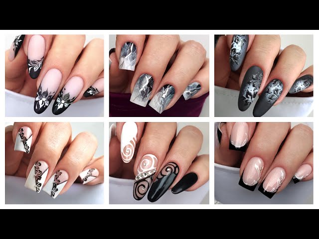 Black & White Nails  🖤 Beauty Nail Art 🤍 #nails #nailstyles #nailart