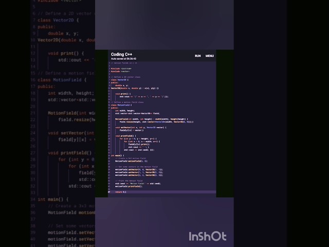 motion fields in c ++. #cpp #c #programming #java #python #coding #cprogramming  #coder #js #code