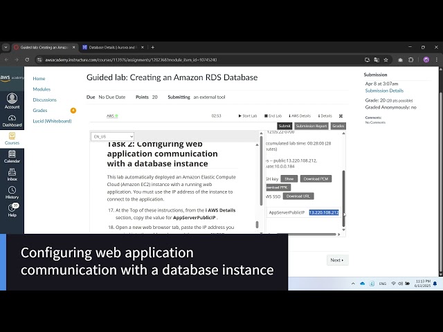 Module 6 - Guided lab - Creating an Amazon RDS Database
