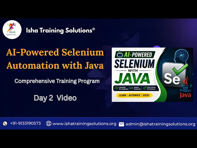 Selenium with Java Day 2 on 2nd September @Pls contact or WhatsApp us on +91-9133190573 to enroll