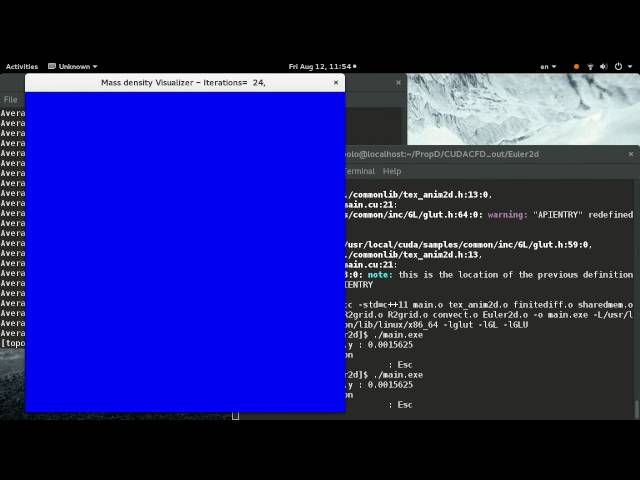 Euler2d - on CUDA C/C++, 2-dim. Euler equations by finite difference with OpenGL texture