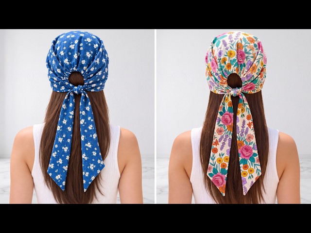 I sewed a lovely hat hair bandana from a circular piece of fabric 💟 Gift Sewing Ideas