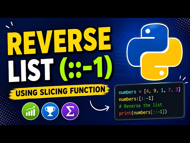 Python Reverse List Using Slicing (::-1) | Python Tutorial for Beginners | Reverse List | Slicing