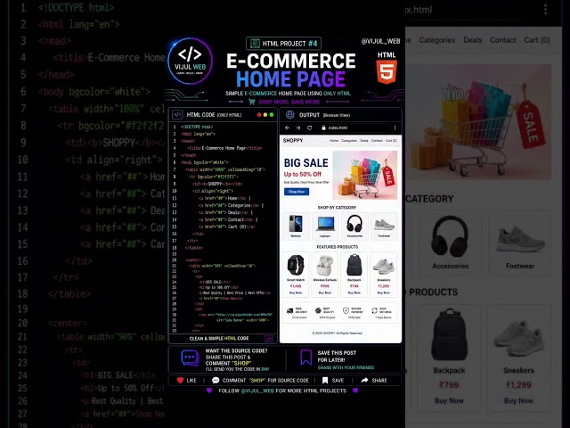 🛒 E-Commerce Homepage Design | Modern & Responsive UI #coding #ecommercewebsite  #homepage #viral
