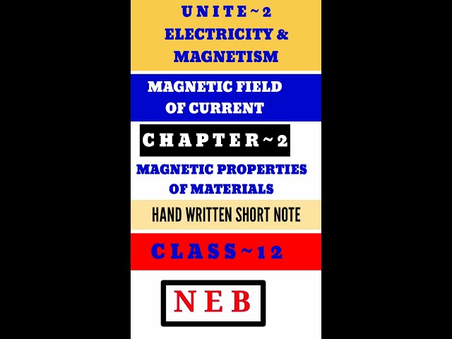 The Hand Written short note 📝of Magnetic properties of materials _Neb physics #shorts🔥🔥