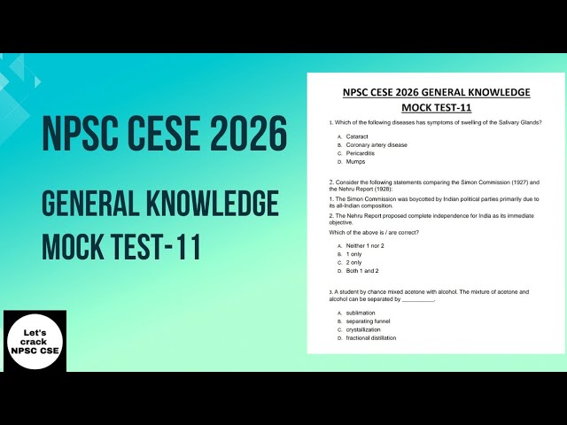 NPSC CESE 2026 | General Knowledge Mock Test-11