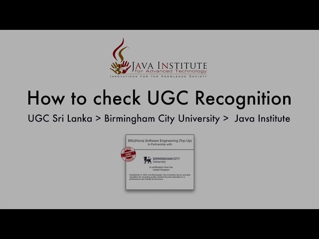 How to check UGC Recognition | BCU | Java Institute for Advanced Technology