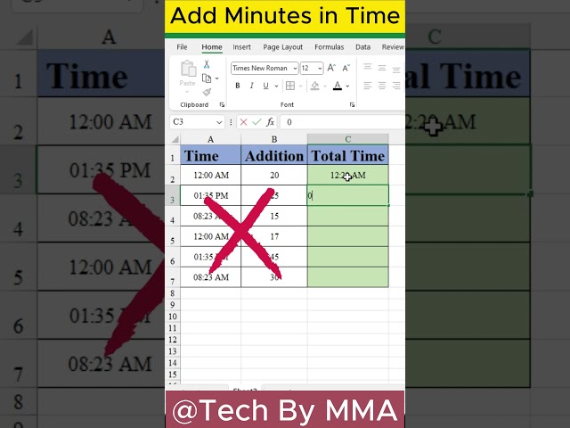 How To Add Minutes in Time on Excel | Adding Minutes to Time  #microsoftexcel #timemanagement