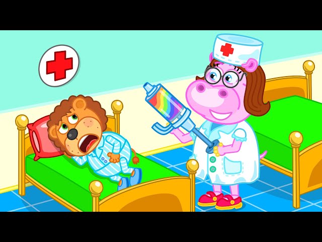 Pequeño Leon | Vamos al Doctor | el bebe se enfermo | Dibujos animados | Video Para Niños