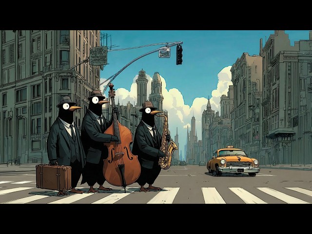 Penguins Play Jazz on the Sunny Avenue – Jazz for Focus & Calm Study