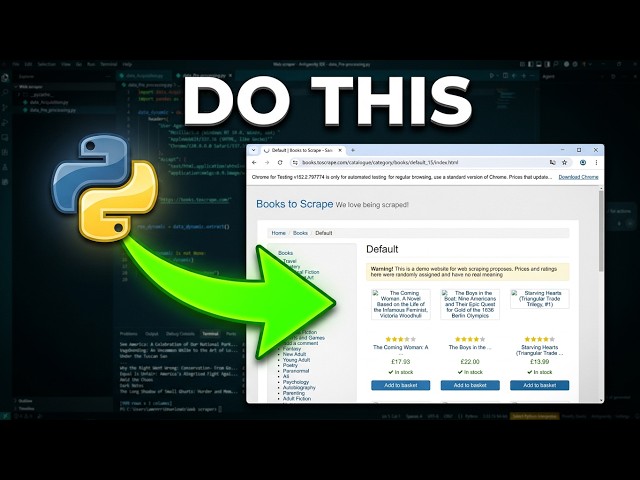 I gave Python a browser pointed it at a bookstore, and told it to steal the data.