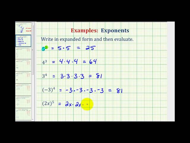 Ex:  Expanding and Evaluating Exponential Notation