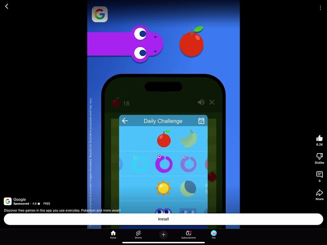 Snake game ad from Google
