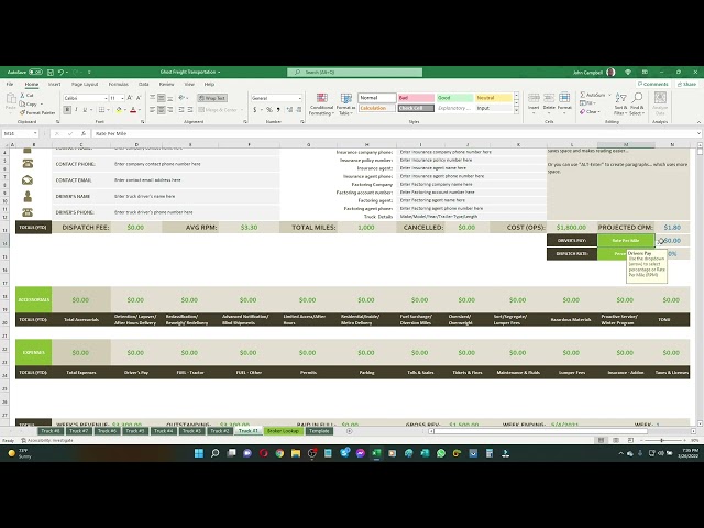 How To Dispatch trucks with this simple excel spreadsheet as a freight dispatcher
