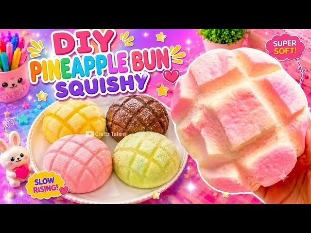 DIY Viral Pineapple Bun Squishy 🍍 Making Trendy Sponge Squishies / Easy Paper Craft / Tiktok Squishy