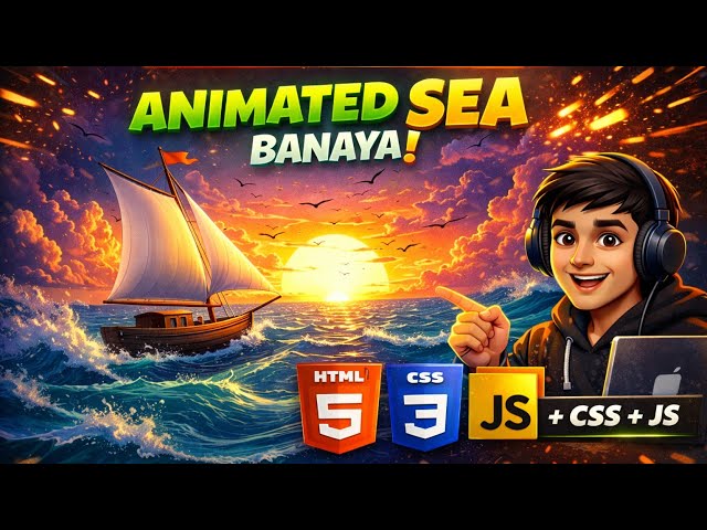 🌊 ANIMATED OCEAN SCENE with DAY/NIGHT TOGGLE! 🌙 #viral #sea #2026 #tripathidevlab #boat #animation 