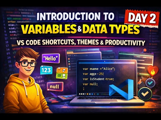 JavaScript Variables & Data Types + VS Code Shortcuts & Themes (Boost Productivity)