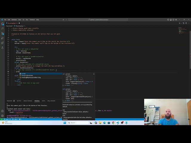 Try/Except in Python