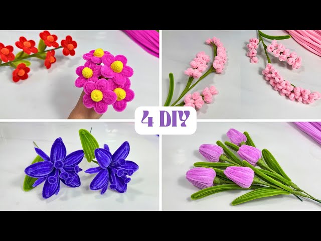4 DIY Craft Ideas | Pipe Cleaner Easy Tutorial Flowers 