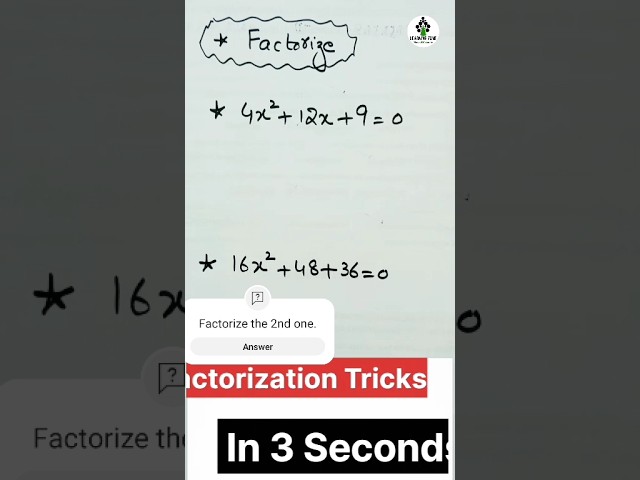 Factorization Tricks in 3 Seconds | Learning Zone | #mathszone #education