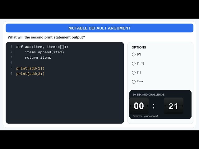 The Python Mutable Default Argument Trap! 🐍 | Intermediate Quiz
