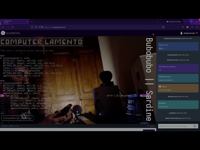 Bubobubo Live Coding with Sardine (Python 3.11) | Tidal Club Night Stream 2022