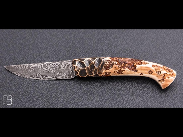Couteau 1515 collection " Primitive " par Manu Laplace - Ivoire de mammouth et lame damas