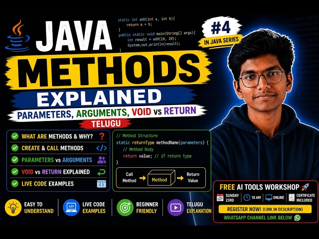 Java Methods Explained | Parameters, Arguments, void vs return | Telugu | Kenzo Pulse | Kenzo |